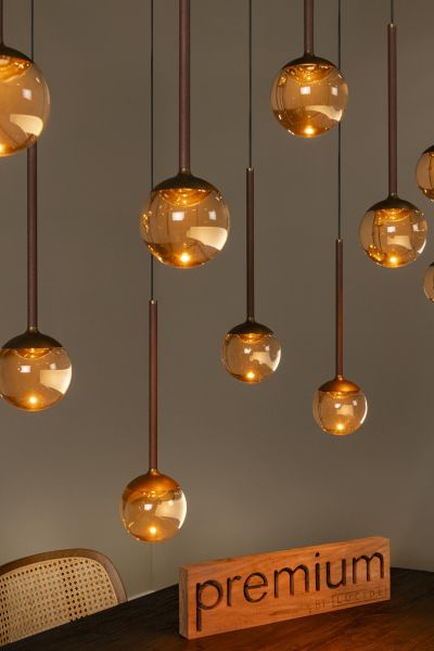 Lucide CALINA - Pendant light - LED Dim. - CCT - 12x7W 2200K/3300K - With replaceable LED module - Coffee - Premium